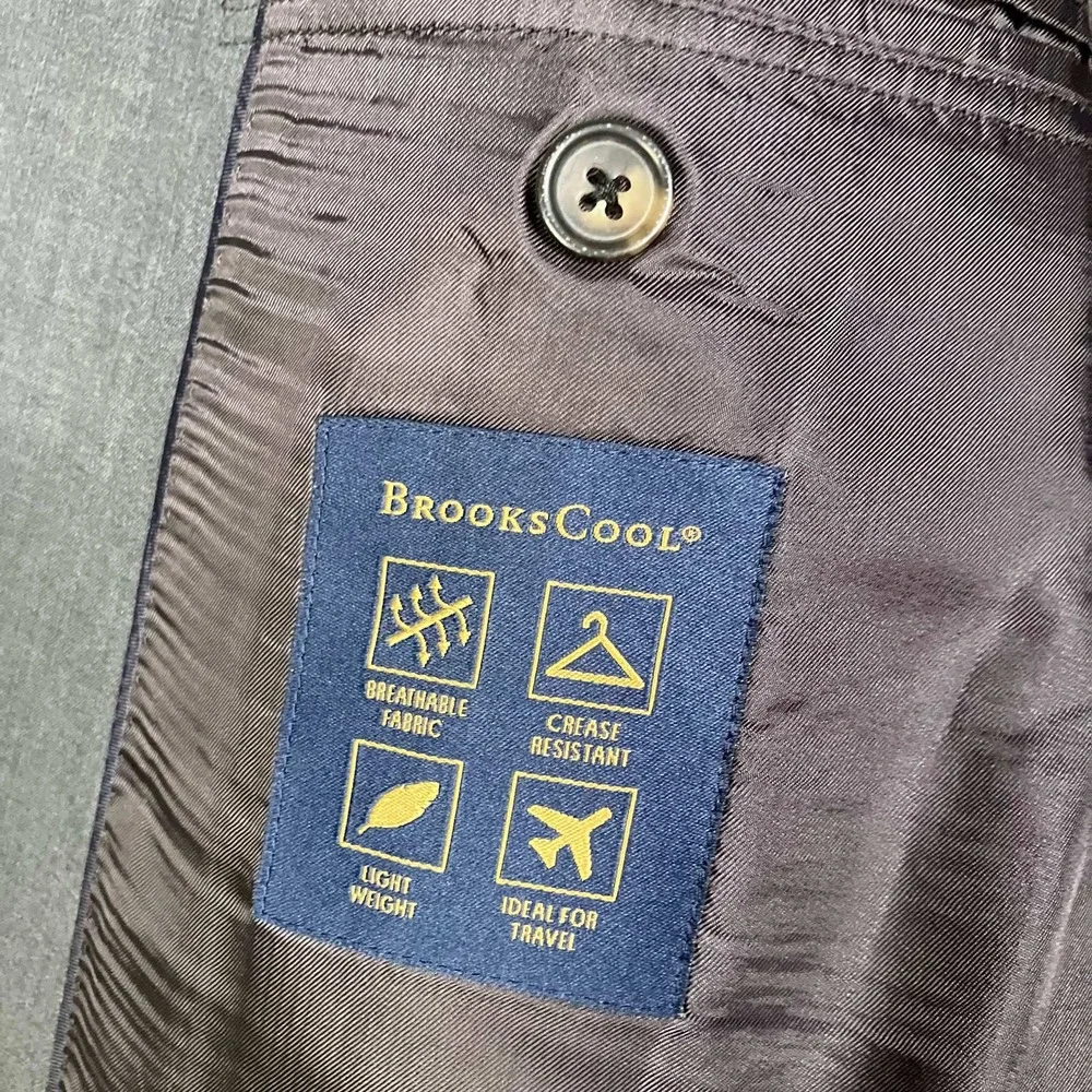 Brooks Brothers Suit Men 44L 37x29 Grey BrooksCool Fitzgerald Wool Blend